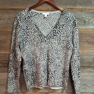 Charter Club Gray Leopard Print Sweater Top #3